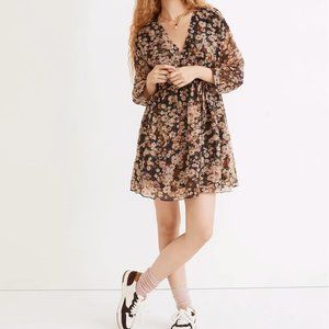 Madewell Drawstring Faux-Wrap Mini Dress in Daisy Reverie size XS